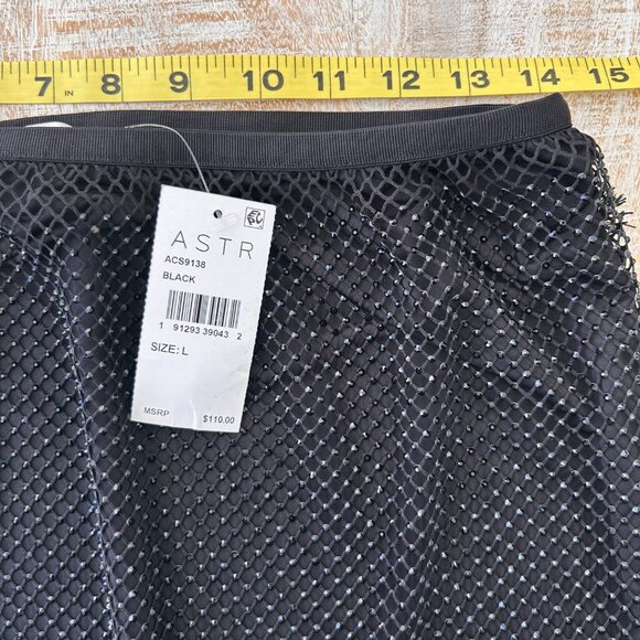 ASTR the Label Mimi Sparkly Mesh Midi Skirt Elegant Black Large NWT - Picture 5 of 6